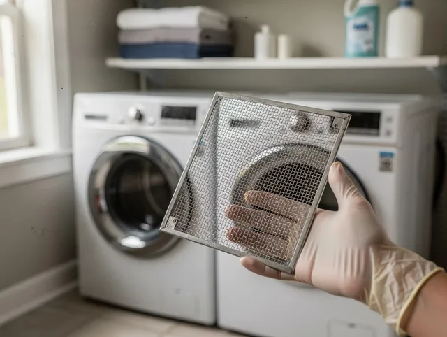 New Albany Dryer Vent Cleaning specialist performing detailed lint trap cleaning service in New Albany